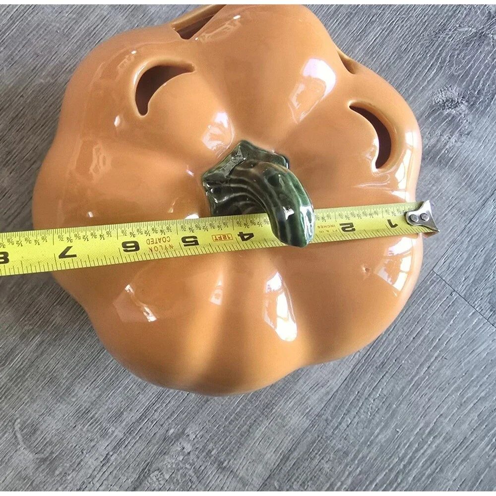 Halloween Jack - O - Lantern Ceramic Rare  Squatty Pumpkin Shape Decor